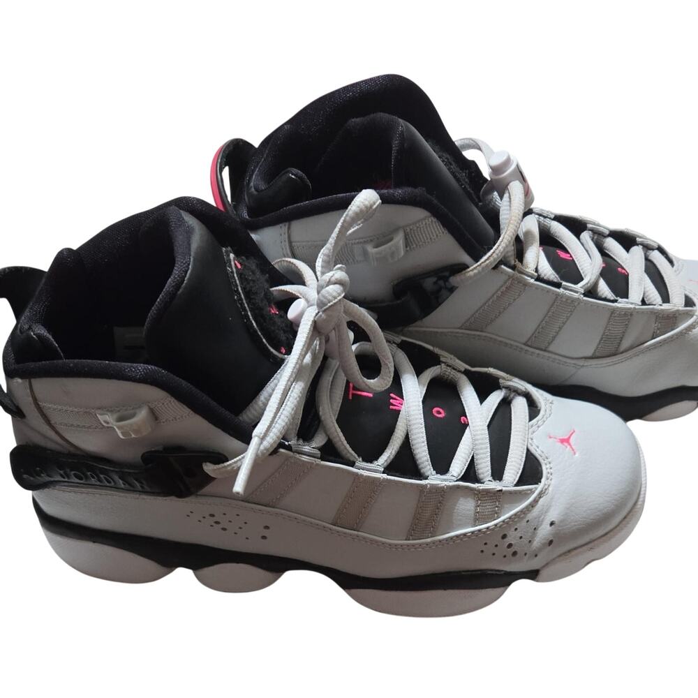 Air Jordan 6 Rings GG Size 6Y Pure Platinum Hyper Pink Black Sneakers - Picture 4 of 8